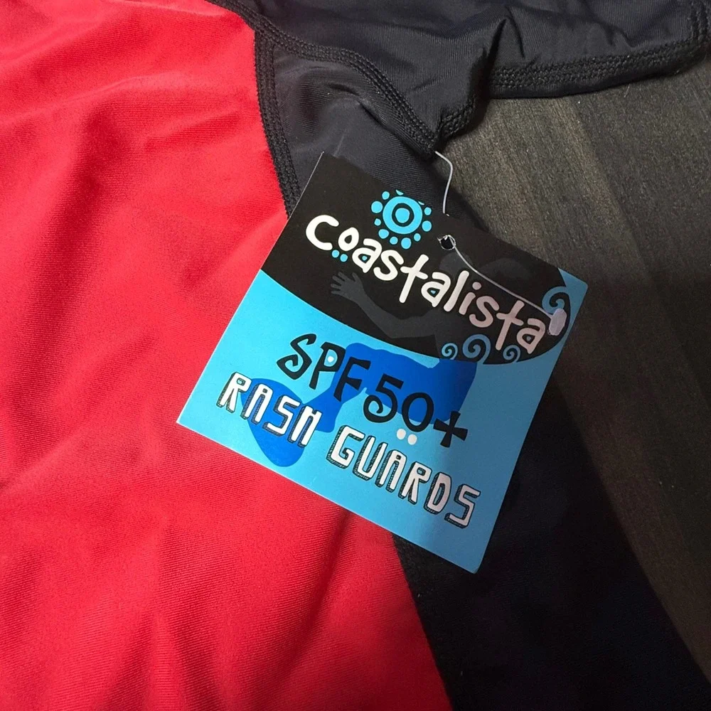 Coastalista Rash‎ Guard SPF 50+ Swim Shirt Short Sleeve Top Kids Youth Small